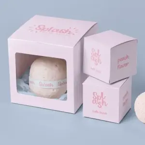 Colorful bath bomb display boxes with custom inserts for product protection